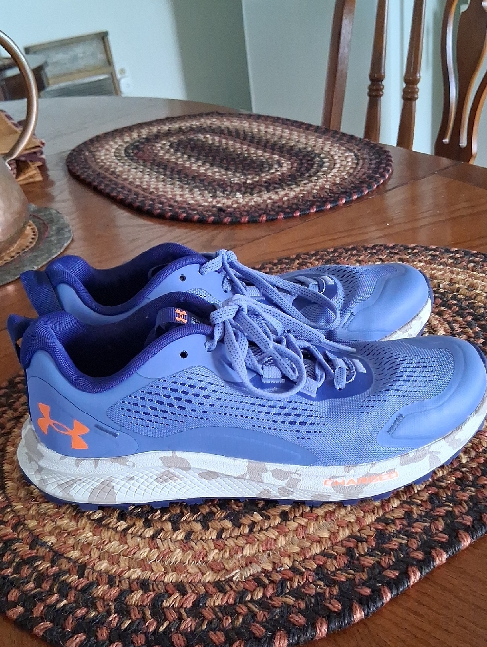 Women's Under Armour Purple Lace-Up Athletic Sneakers with Orange Logo Sz. 6.5